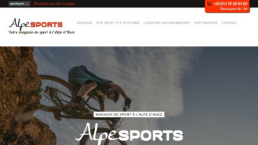 Page d'accueil du site : Alpe Sports