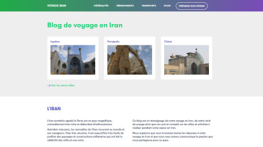 Page d'accueil du site : Voyage Iran