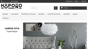 Page d'accueil du site : Hopono Shop
