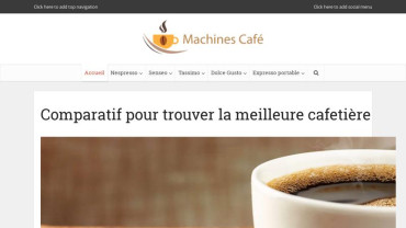 Page d'accueil du site : Machines café