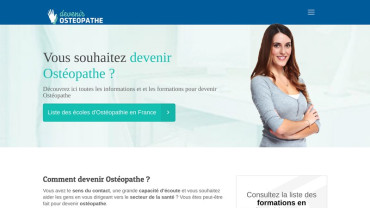 Page d'accueil du site : Devenir Ostéopathe