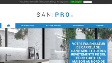 Page d'accueil du site : Sani Pro