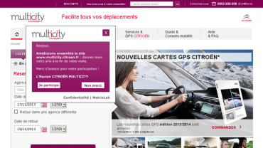 Page d'accueil du site : Citroën Multicity