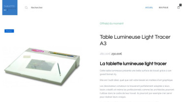 Page d'accueil du site : Tablette lumineuse