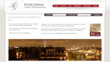 Page d'accueil du site : Peregrina