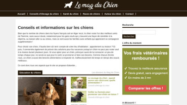 Page d'accueil du site : Le Mag du Chien