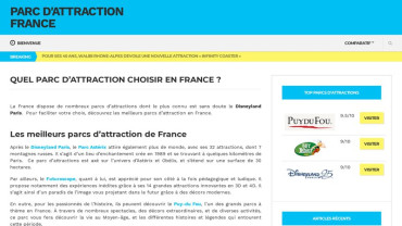 Page d'accueil du site : Parc d'attraction en France