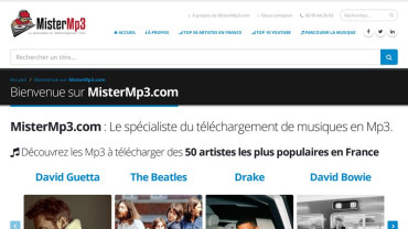 Page d'accueil du site : MisterMp3