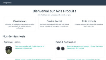 Page d'accueil du site : Avisproduit.fr