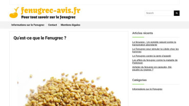 Page d'accueil du site : Fenugrec Avis