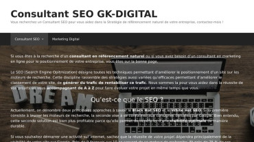 Page d'accueil du site : Gk Digital