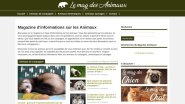 Page d'accueil du site : Le Mag des Animaux