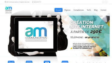 Page d'accueil du site : AM Communication