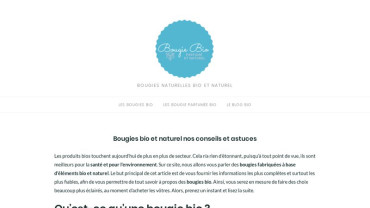 Page d'accueil du site : Bougie bio