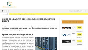 Page d'accueil du site : Meilleur-hebergeurweb.fr