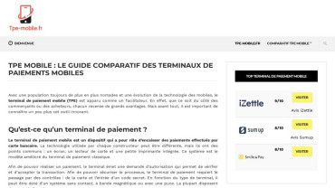 Page d'accueil du site : Tpe-mobile.fr