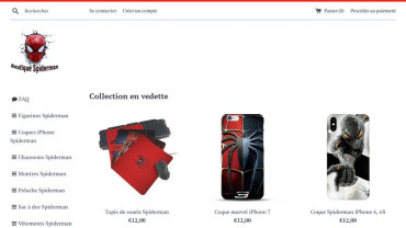 Page d'accueil du site : Spiderman boutique