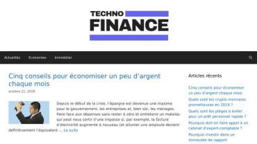 Page d'accueil du site : Techno Finance