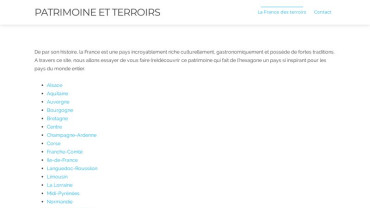 Page d'accueil du site : Patrimoine et Terroirs