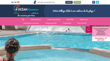 Page d'accueil du site : Océan Vacances