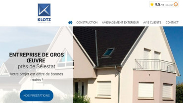 Page d'accueil du site : Klotz Construction