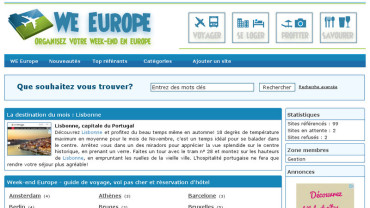 Page d'accueil du site : Week-end Europe