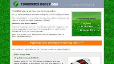 Page d'accueil du site : Tondeuses Robot