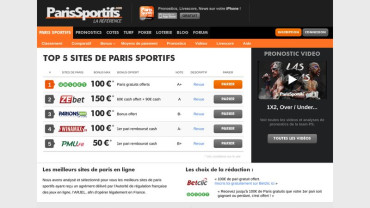 Page d'accueil du site : Paris Sportifs