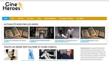 Page d'accueil du site : Cine heroes
