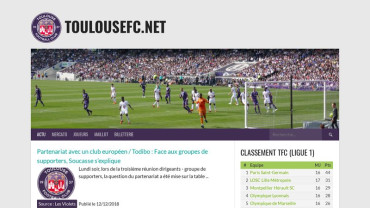 Page d'accueil du site : Actu Toulouse FC