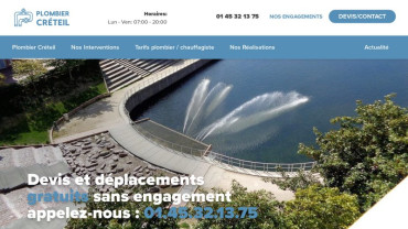 Page d'accueil du site : Plombier Créteil Service