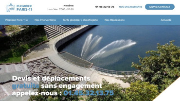 Page d'accueil du site : Plombier Paris 11e