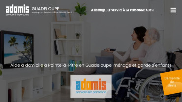 Page d'accueil du site : Adomis Guadeloupe