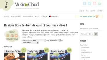 Page d'accueil du site : Music In Cloud