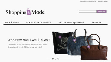Page d'accueil du site : Shopping et Mode