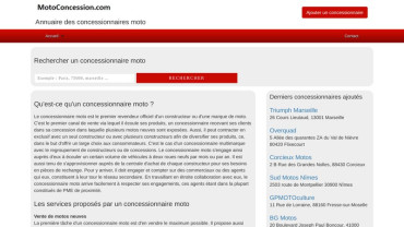 Page d'accueil du site : Moto Concession