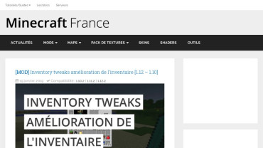 Page d'accueil du site : Minecraft France