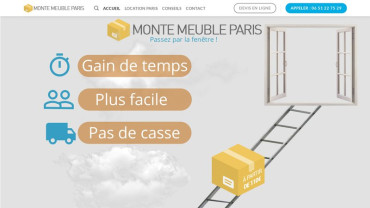 Page d'accueil du site : Monte Meuble Paris
