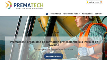 Page d'accueil du site : Prematech