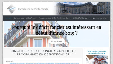 Page d'accueil du site : Immobilier Déficit Foncier