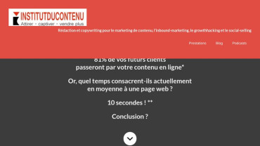Page d'accueil du site : Institut du Contenu