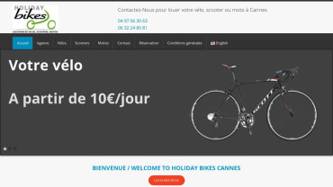 Page d'accueil du site : Booking Bikes Cannes