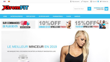 Page d'accueil du site : Xtremfit.com, brûleurs de graisse et coupe-faim