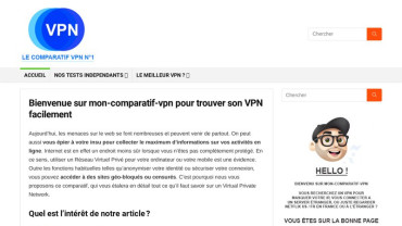 Page d'accueil du site : Mon comparatif VPN