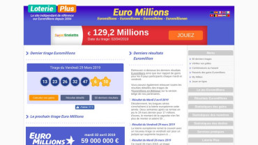 Page d'accueil du site : LoteriePlus.com