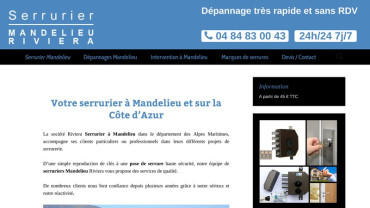 Page d'accueil du site : Serrurier Mandelieur Riviera