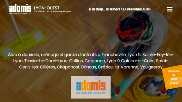 Page d'accueil du site : Adomis Lyon Ouest