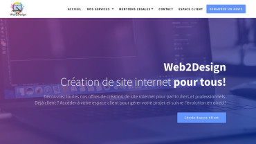 Page d'accueil du site : Web2design