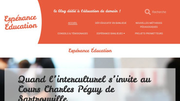 Page d'accueil du site : Espérance Education