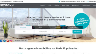 Page d'accueil du site : Nestenn Immobilier Paris 17